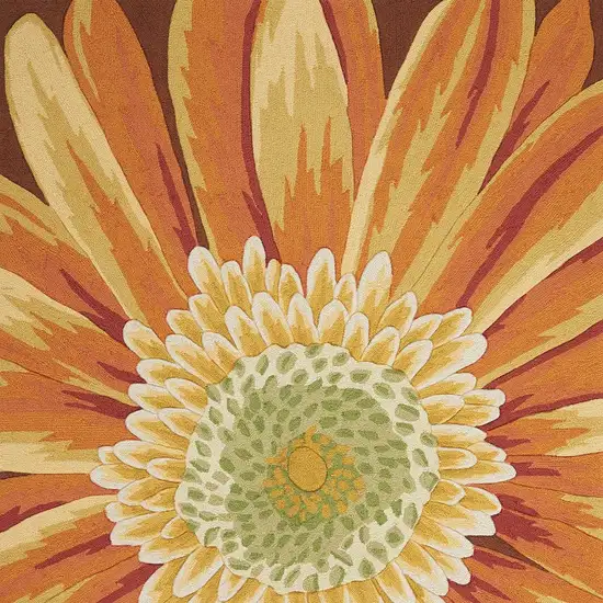 Brown Orange and Yellow Floral Hand Carved Handmade Area Rug Photo 7