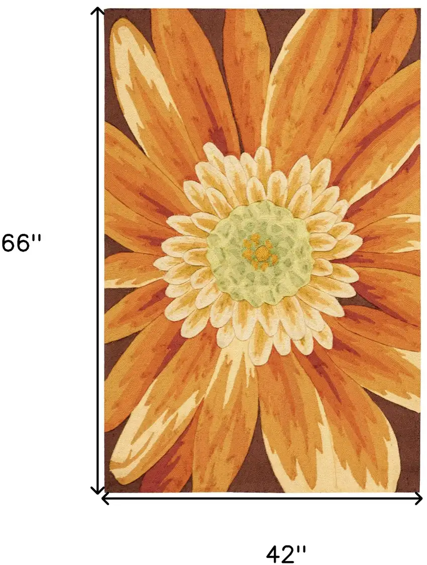 Brown Orange and Yellow Floral Hand Carved Handmade Area Rug Photo 3