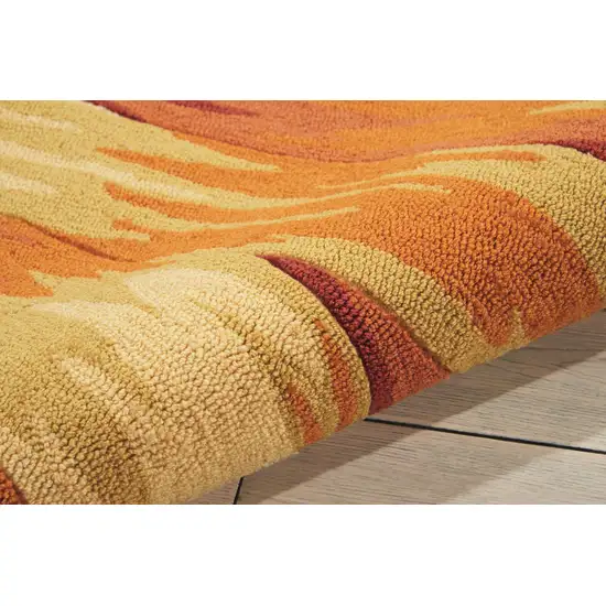 Brown Orange and Yellow Floral Hand Carved Handmade Area Rug Photo 7