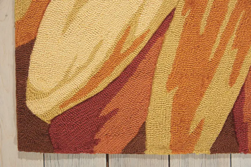 Brown Orange and Yellow Floral Hand Carved Handmade Area Rug Photo 6
