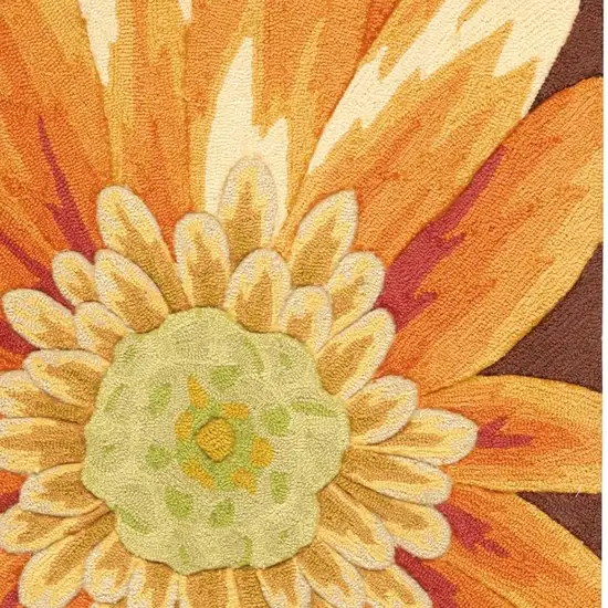 Brown Orange and Yellow Floral Hand Carved Handmade Area Rug Photo 5