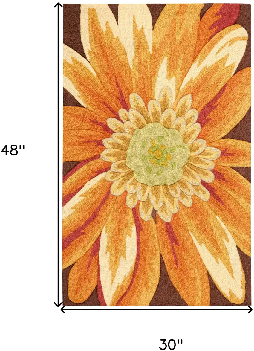 Brown Orange and Yellow Floral Hand Carved Handmade Area Rug Photo 3
