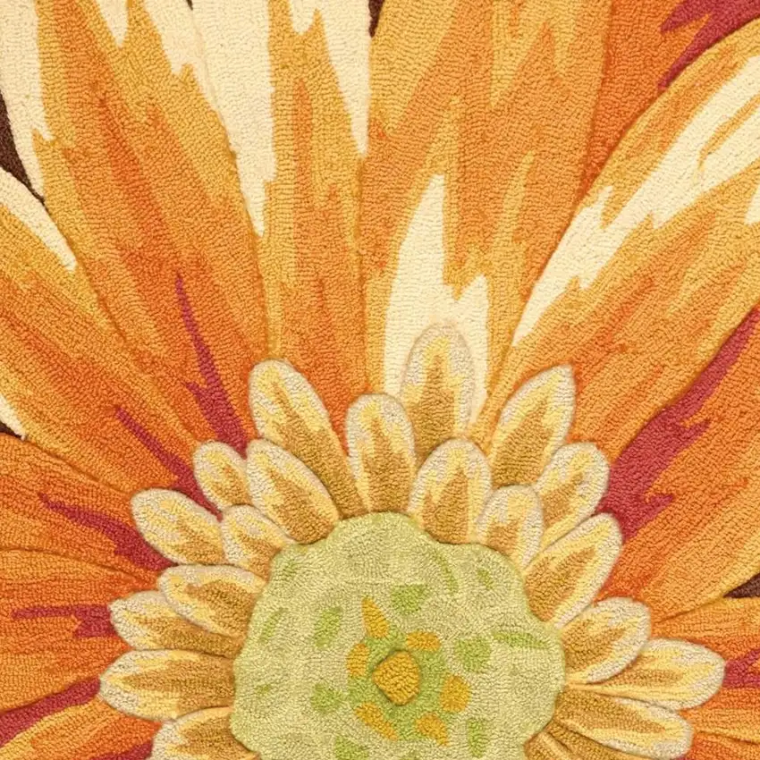 Brown Orange and Yellow Floral Hand Carved Handmade Area Rug Photo 2