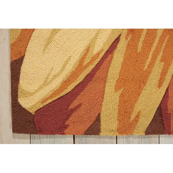 Brown Orange and Yellow Floral Hand Carved Handmade Area Rug Photo 6