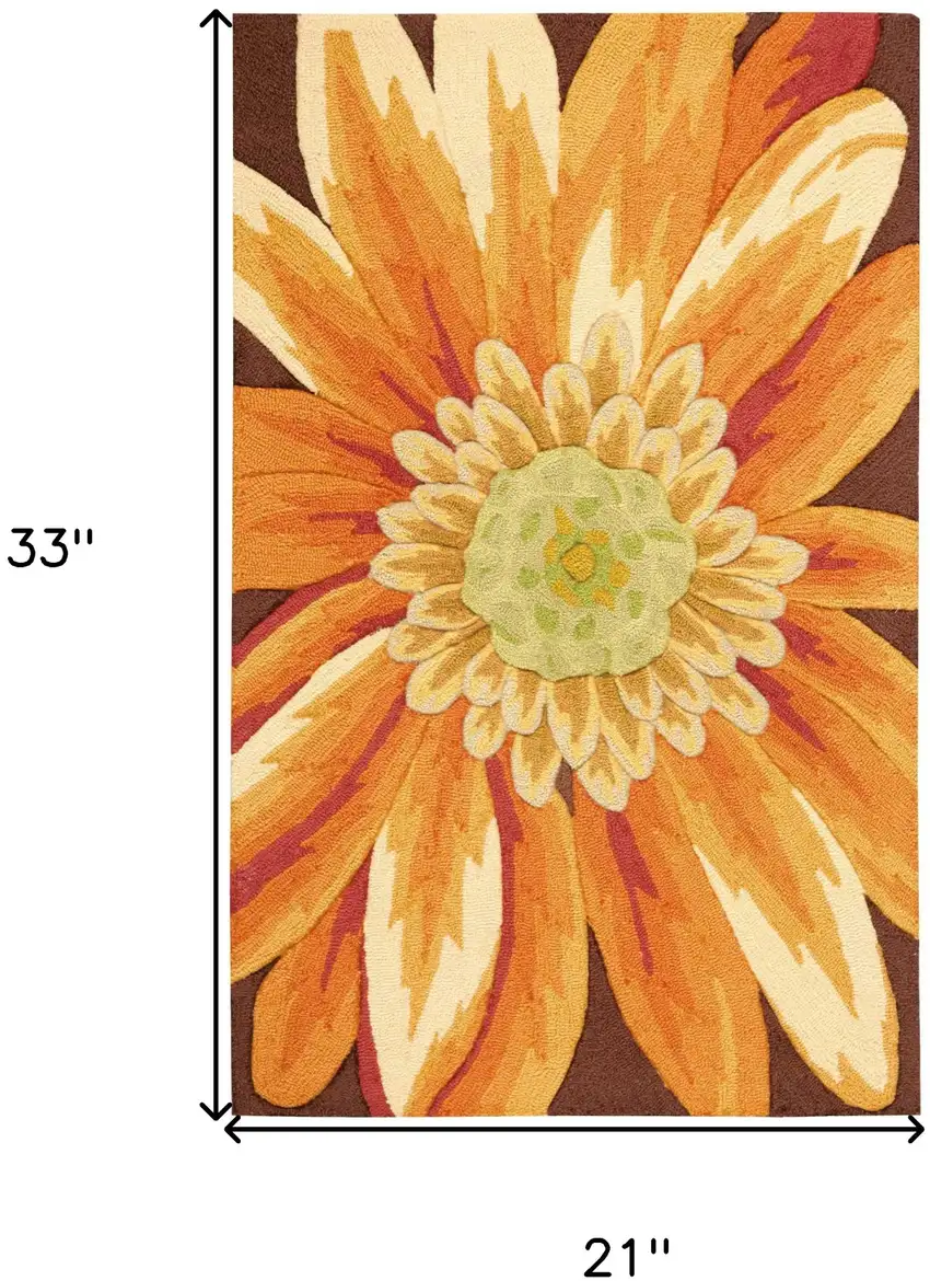 Brown Orange and Yellow Floral Hand Carved Handmade Area Rug Photo 3