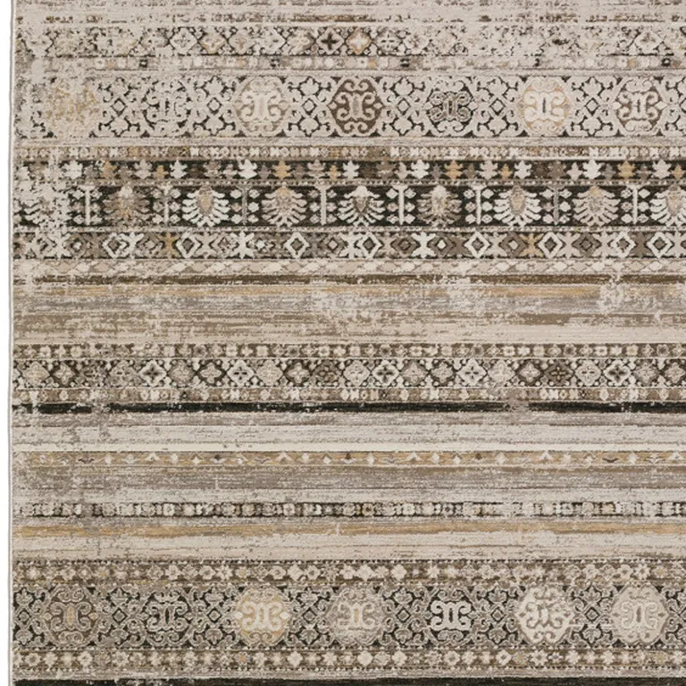 Brown Oriental Area Rug With Fringe Photo 3