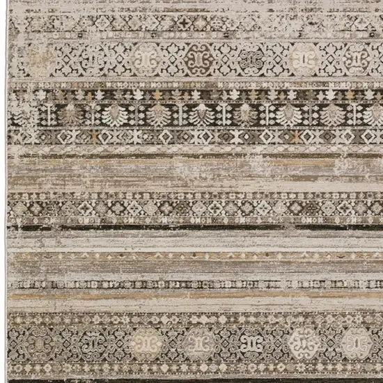 Brown Oriental Area Rug With Fringe Photo 5
