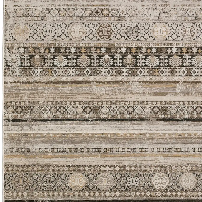 Brown Oriental Area Rug With Fringe Photo 5