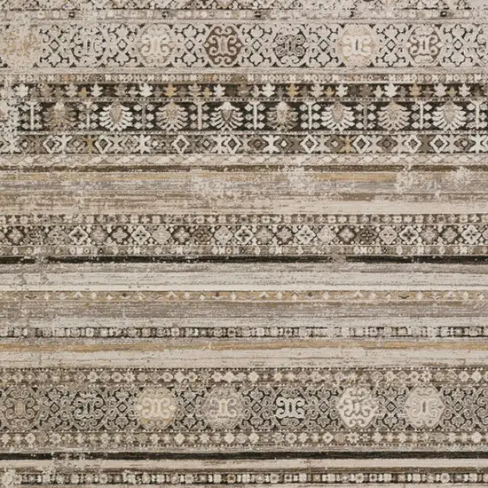 Brown Oriental Area Rug With Fringe Photo 5