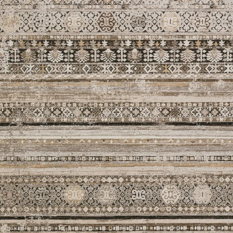 Brown Oriental Area Rug With Fringe Photo 3