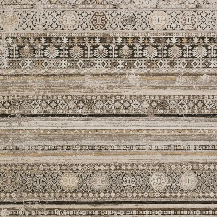 Brown Oriental Area Rug With Fringe Photo 5