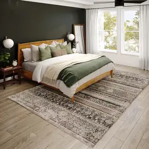 Photo of Brown Oriental Area Rug With Fringe