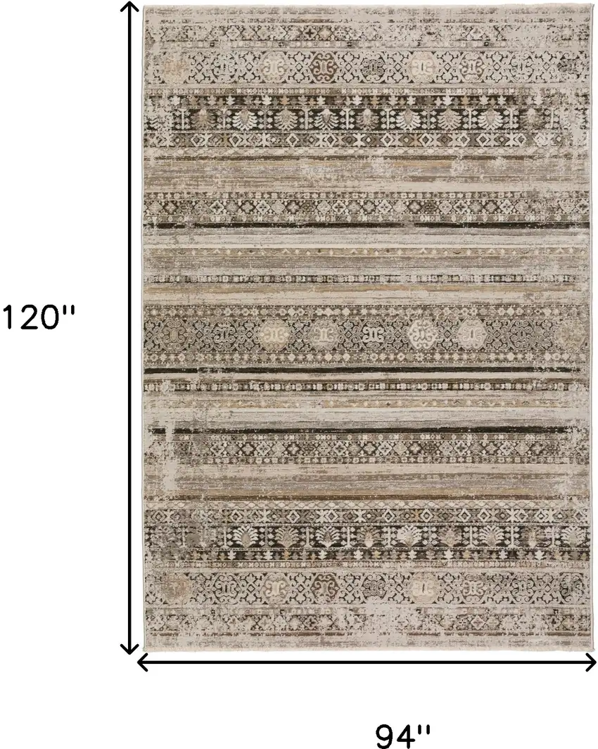 Brown Oriental Area Rug With Fringe Photo 6