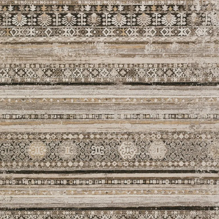 Brown Oriental Area Rug With Fringe Photo 3