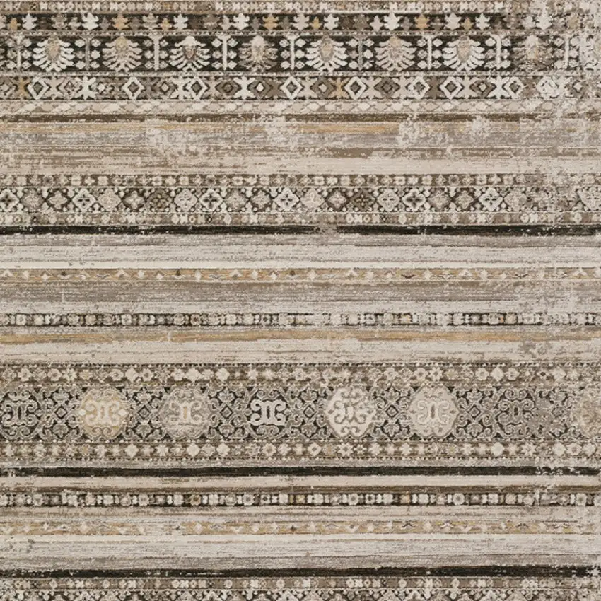 Brown Oriental Area Rug With Fringe Photo 5