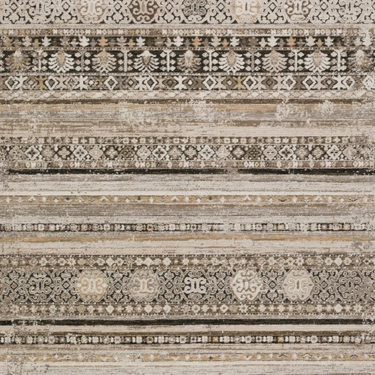 Brown Oriental Area Rug With Fringe Photo 3