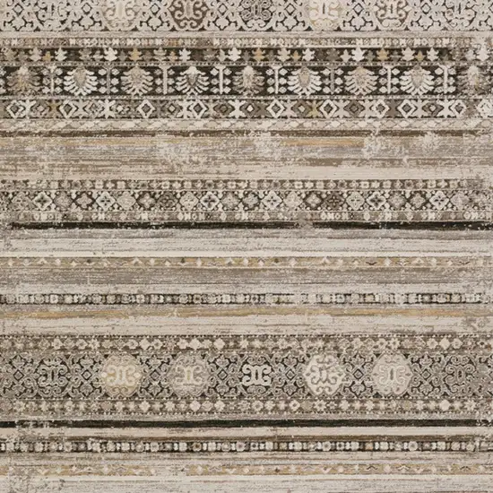 Brown Oriental Area Rug With Fringe Photo 5