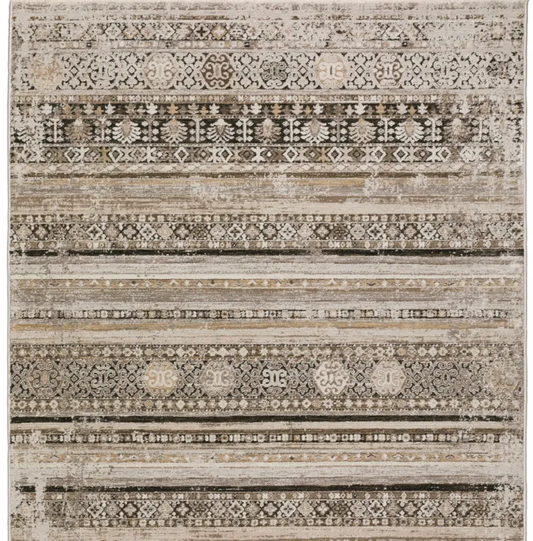 Brown Oriental Area Rug With Fringe Photo 2