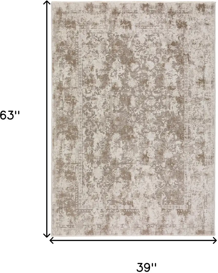 Brown Oriental Area Rug With Fringe Photo 6