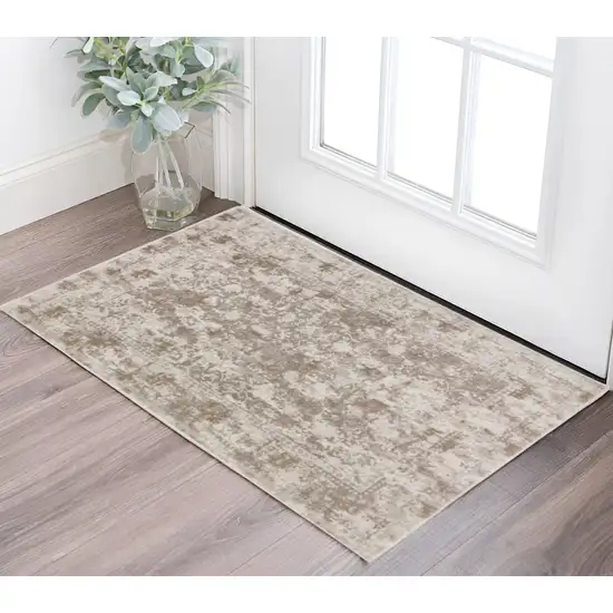 Brown Oriental Area Rug With Fringe Photo 1