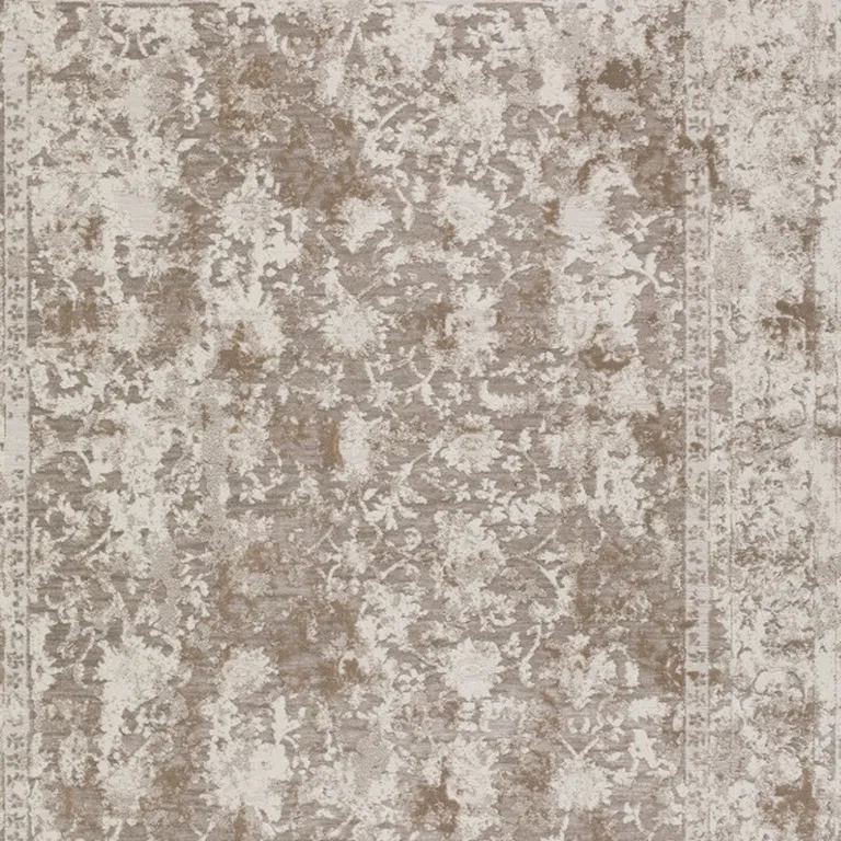 Brown Oriental Area Rug With Fringe Photo 3