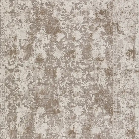 Brown Oriental Area Rug With Fringe Photo 5