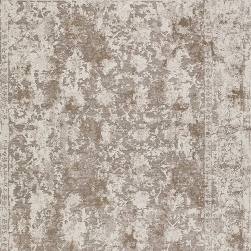 Brown Oriental Area Rug With Fringe Photo 5