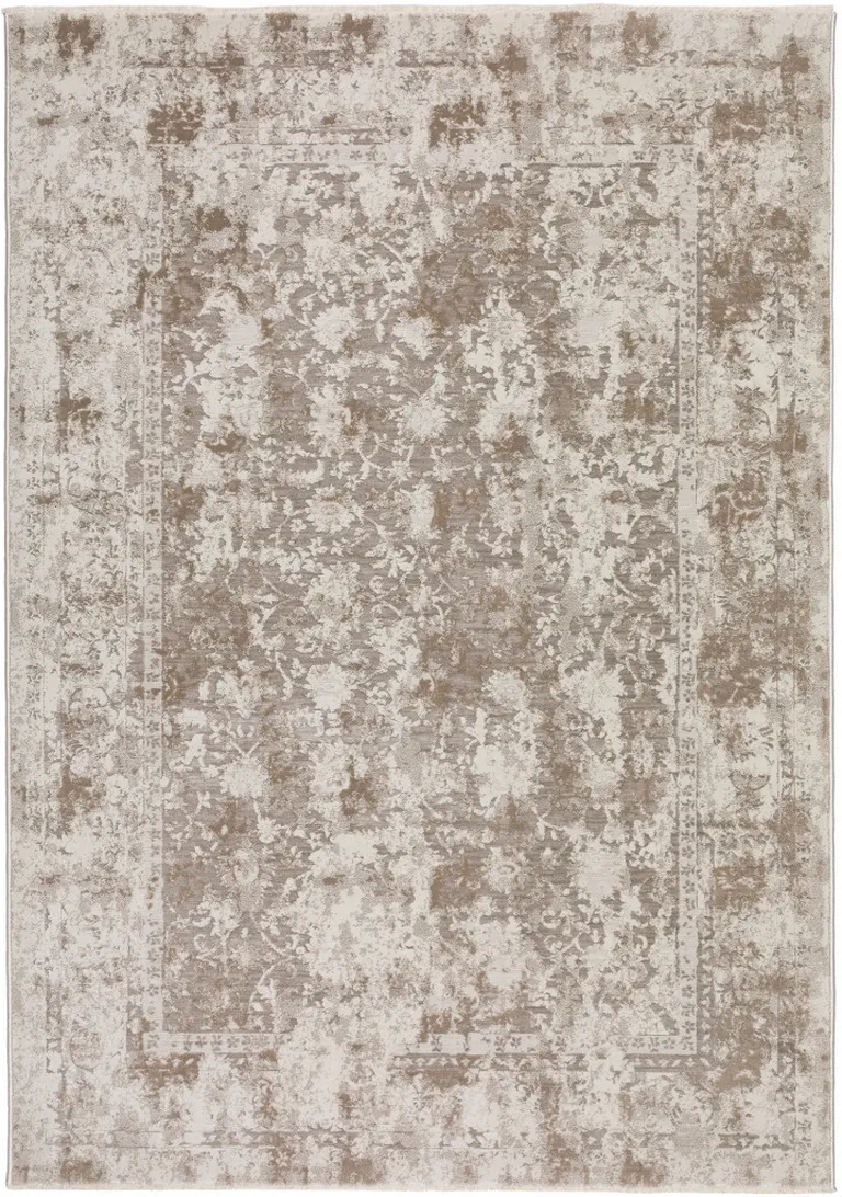 Brown Oriental Area Rug With Fringe Photo 2