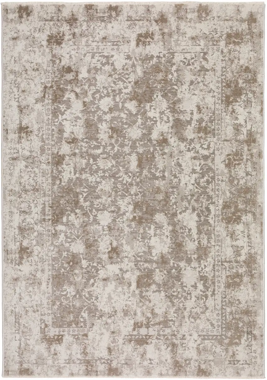 Brown Oriental Area Rug With Fringe Photo 2