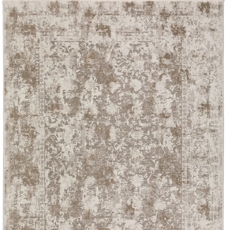 Brown Oriental Area Rug With Fringe Photo 3