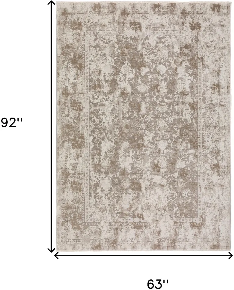 Brown Oriental Area Rug With Fringe Photo 4