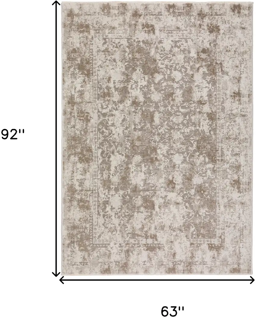 Brown Oriental Area Rug With Fringe Photo 6