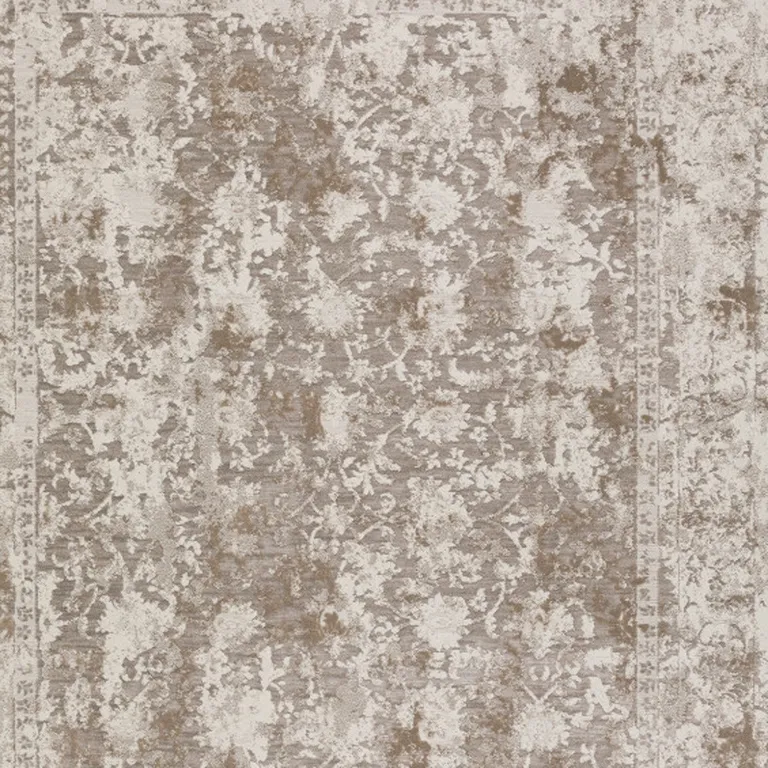 Brown Oriental Area Rug With Fringe Photo 2