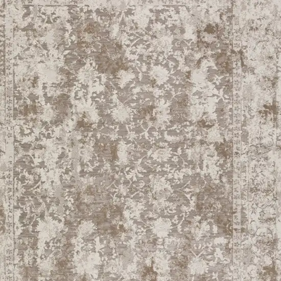 Brown Oriental Area Rug With Fringe Photo 5