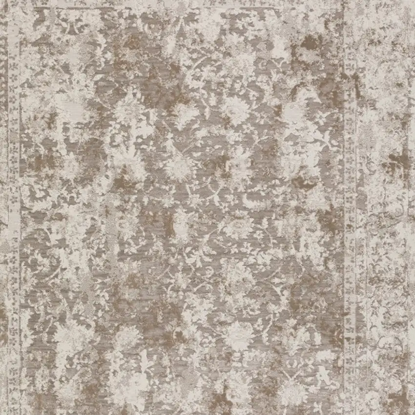 Brown Oriental Area Rug With Fringe Photo 5