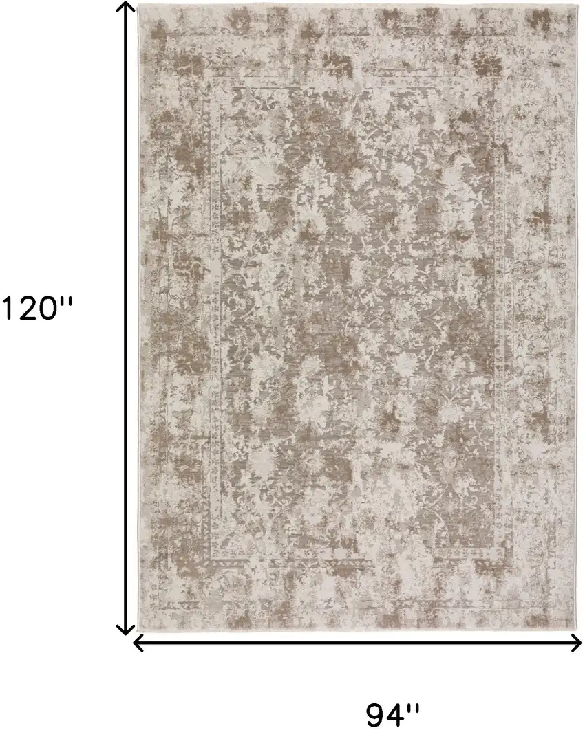 Brown Oriental Area Rug With Fringe Photo 6