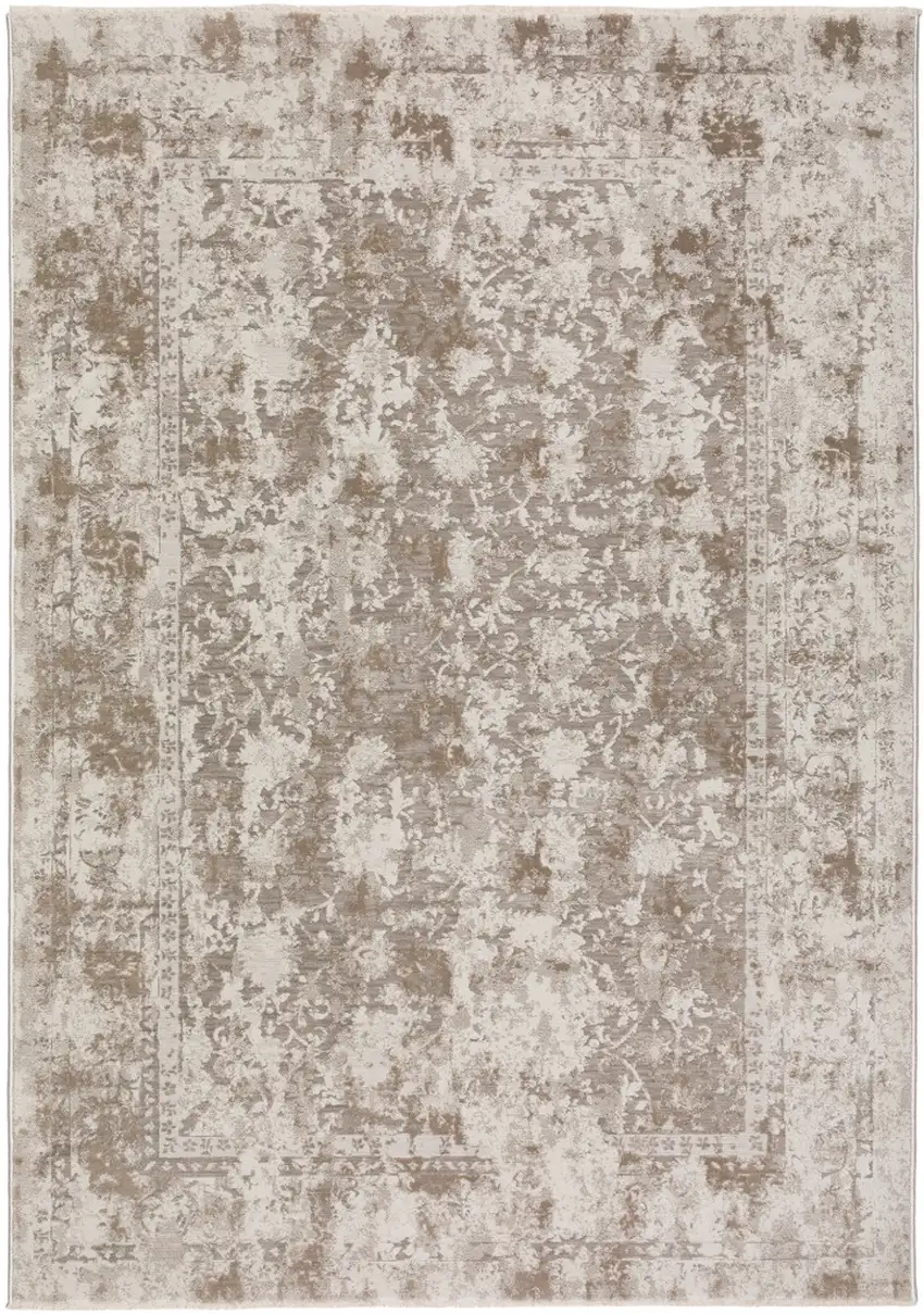 Brown Oriental Area Rug With Fringe Photo 3