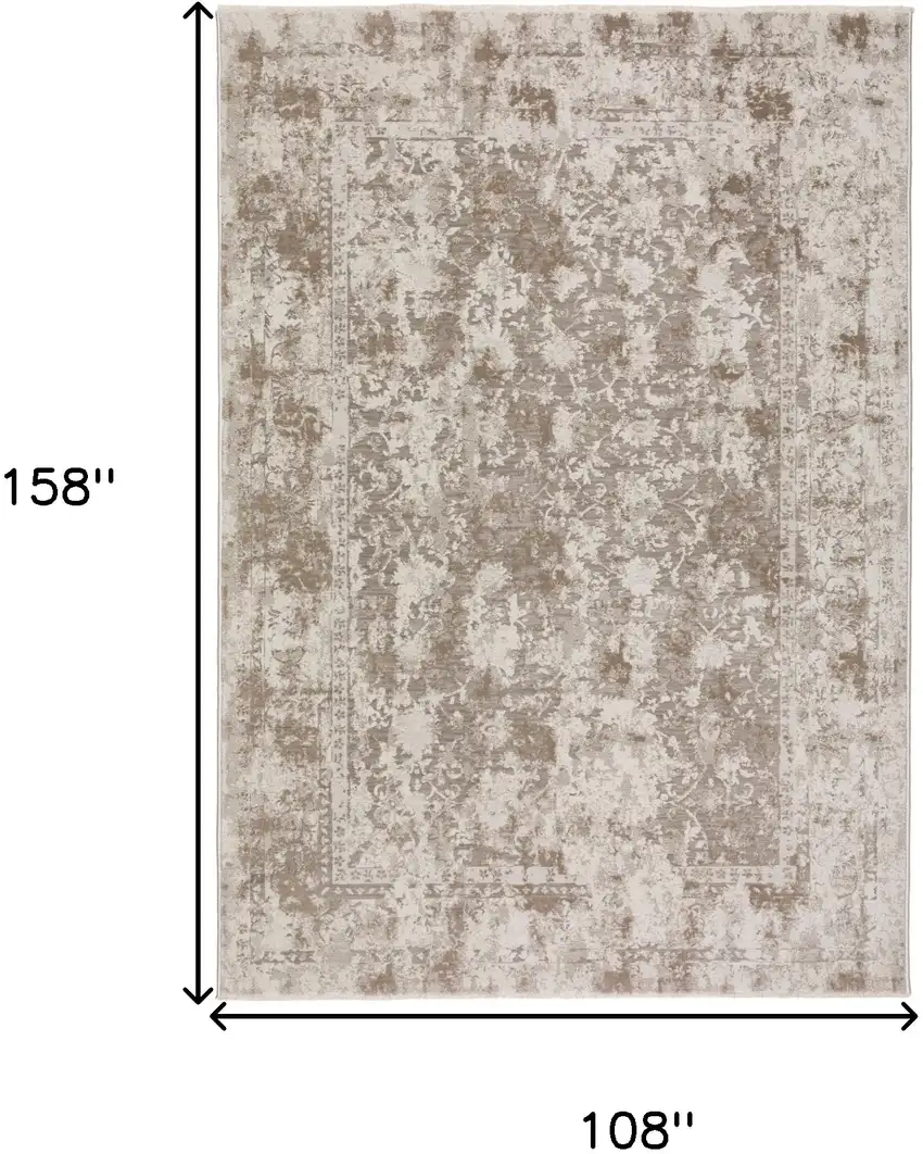 Brown Oriental Area Rug With Fringe Photo 6