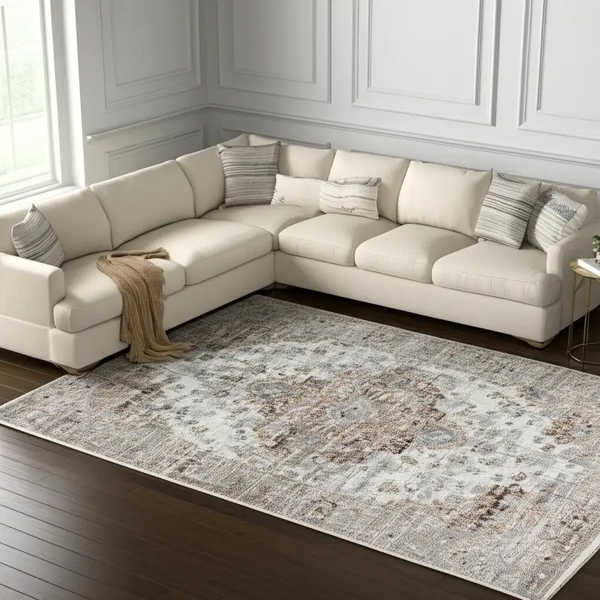 7' X 10' Brown Oriental Area Rug Photo 1
