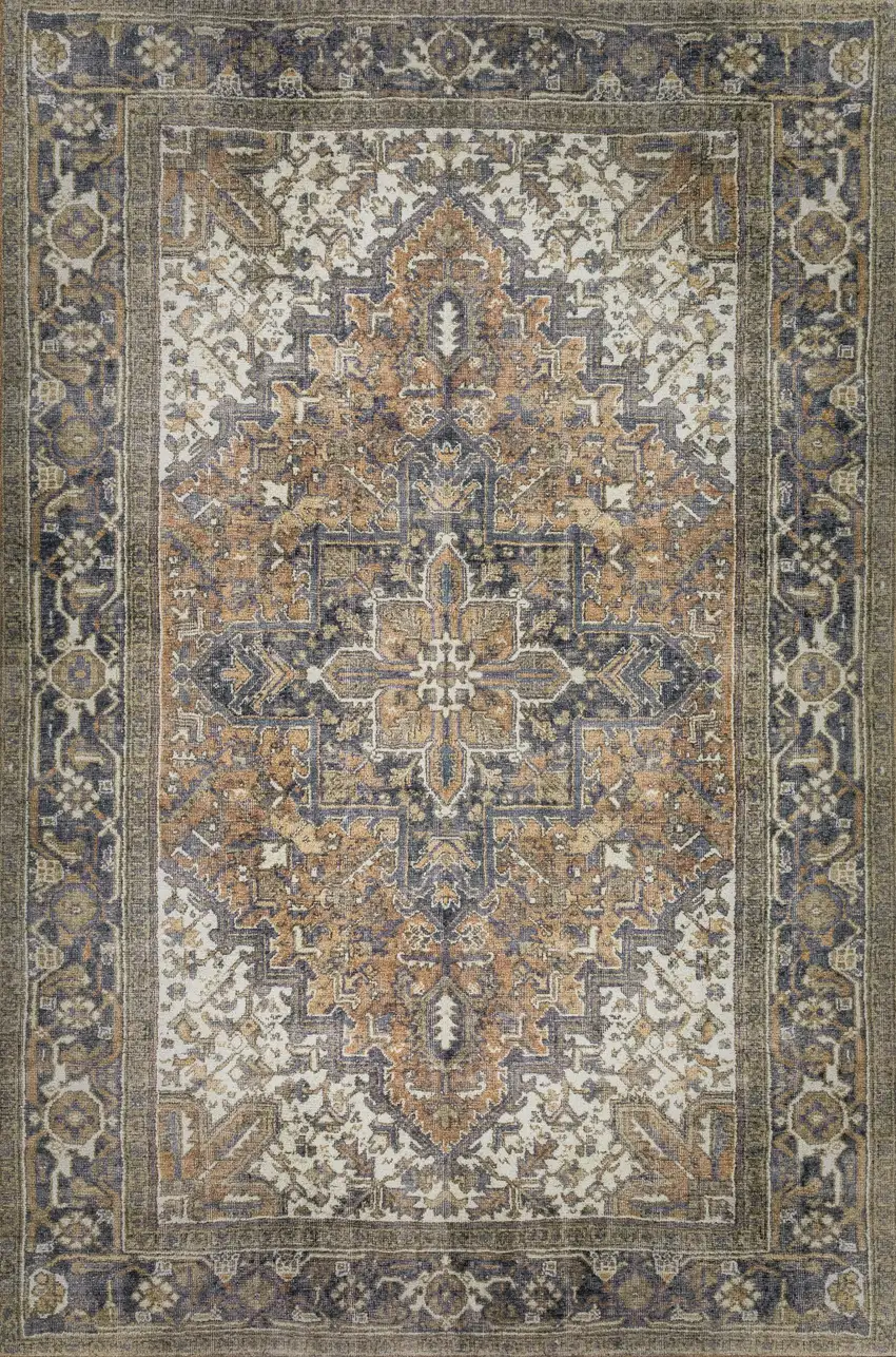 Brown Oriental Distressed Non Skid Area Rug Photo 5