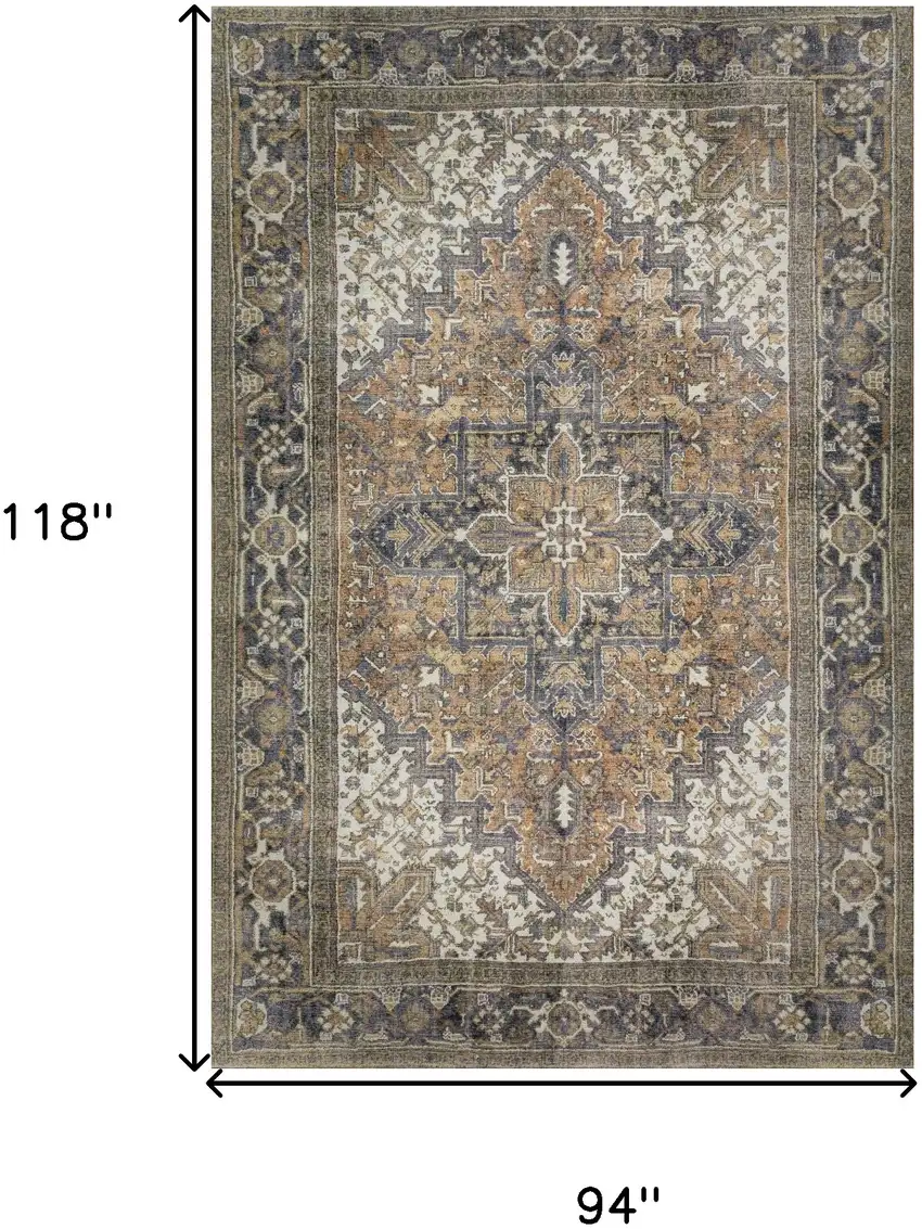 Brown Oriental Distressed Non Skid Area Rug Photo 7