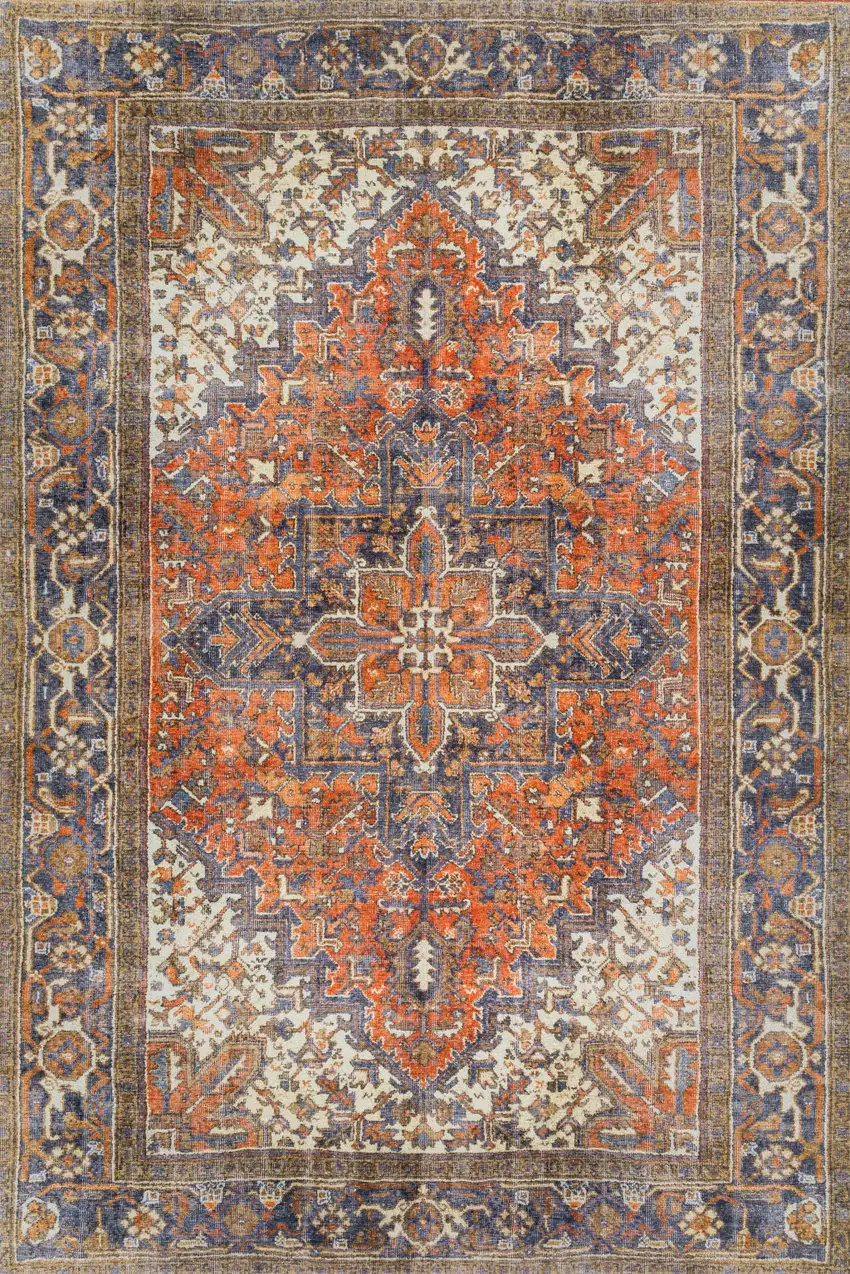 Brown Oriental Distressed Non Skid Area Rug Photo 1