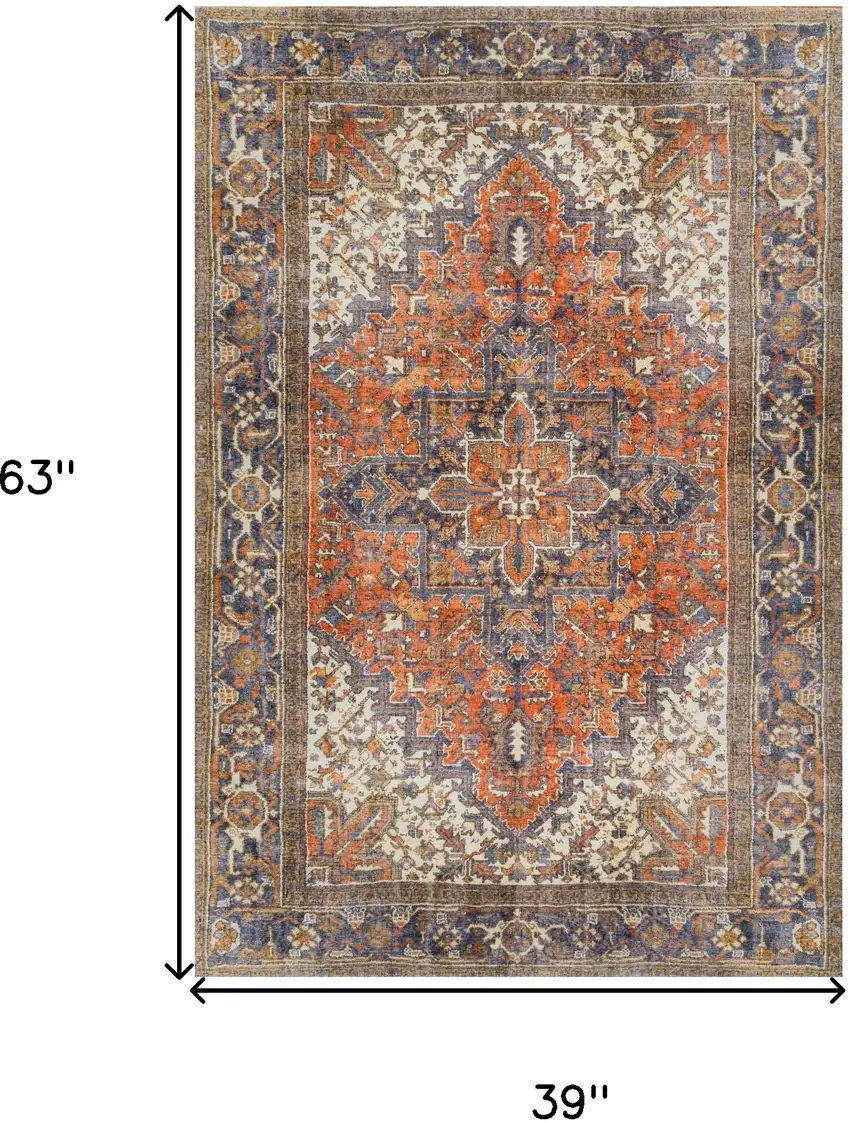 Brown Oriental Distressed Non Skid Area Rug Photo 7