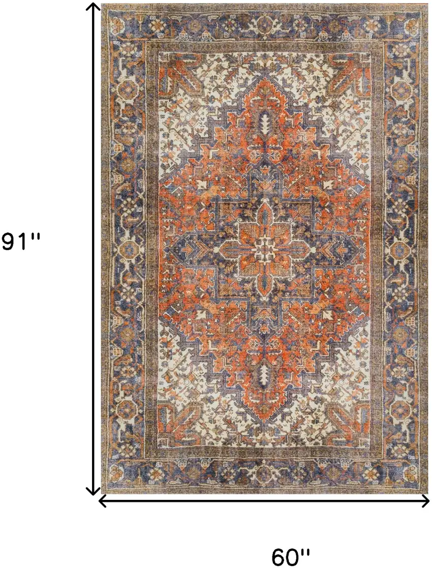 Brown Oriental Distressed Non Skid Area Rug Photo 7