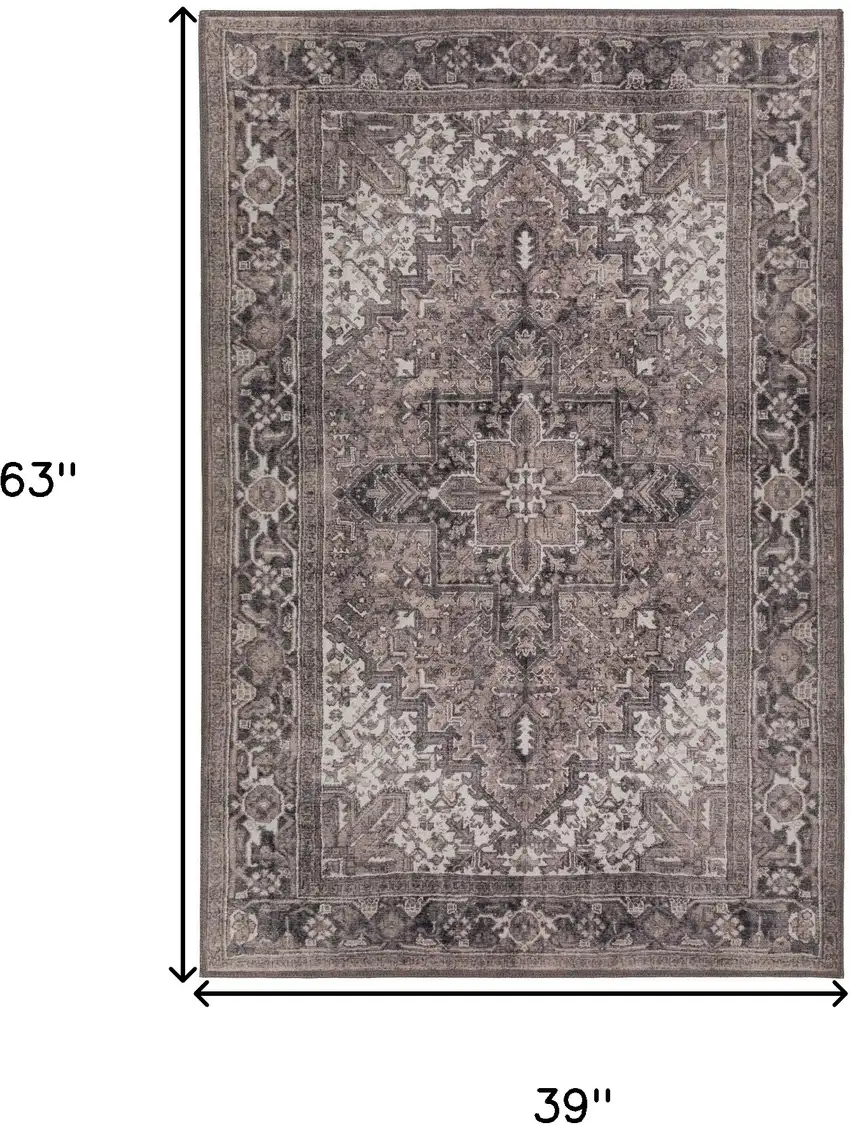 Brown Oriental Distressed Non Skid Area Rug Photo 9