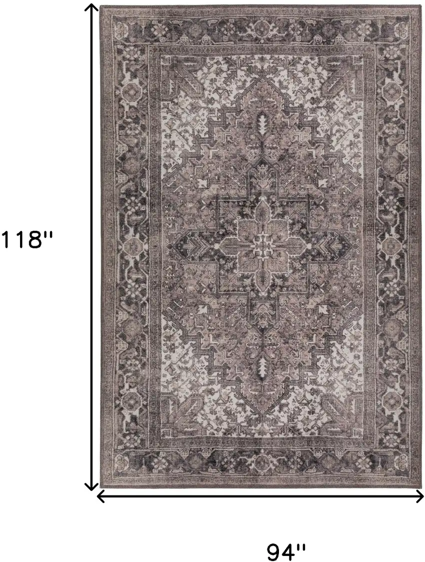 Brown Oriental Distressed Non Skid Area Rug Photo 9