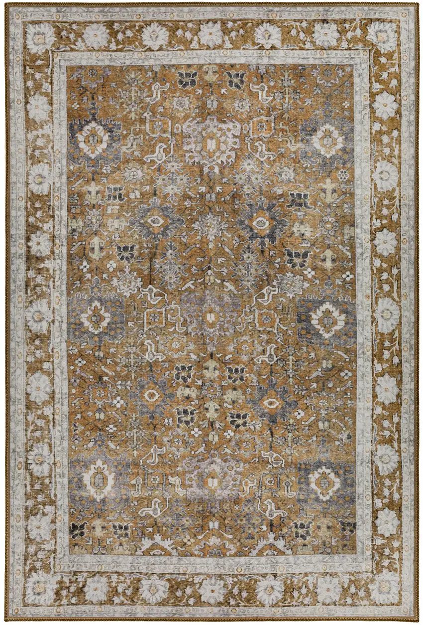 Brown Oriental Distressed Non Skid Area Rug Photo 1