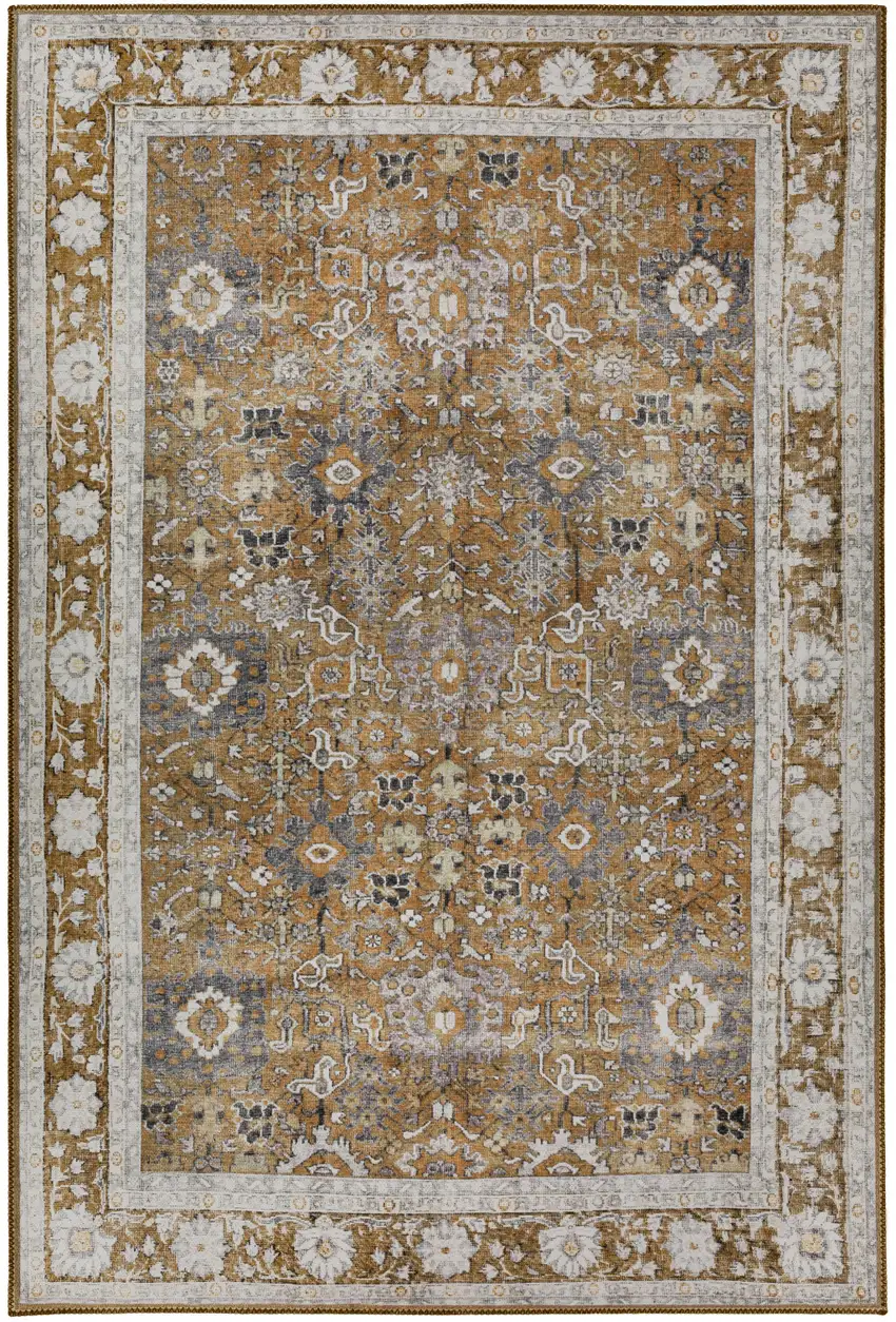 Brown Oriental Distressed Non Skid Area Rug Photo 5