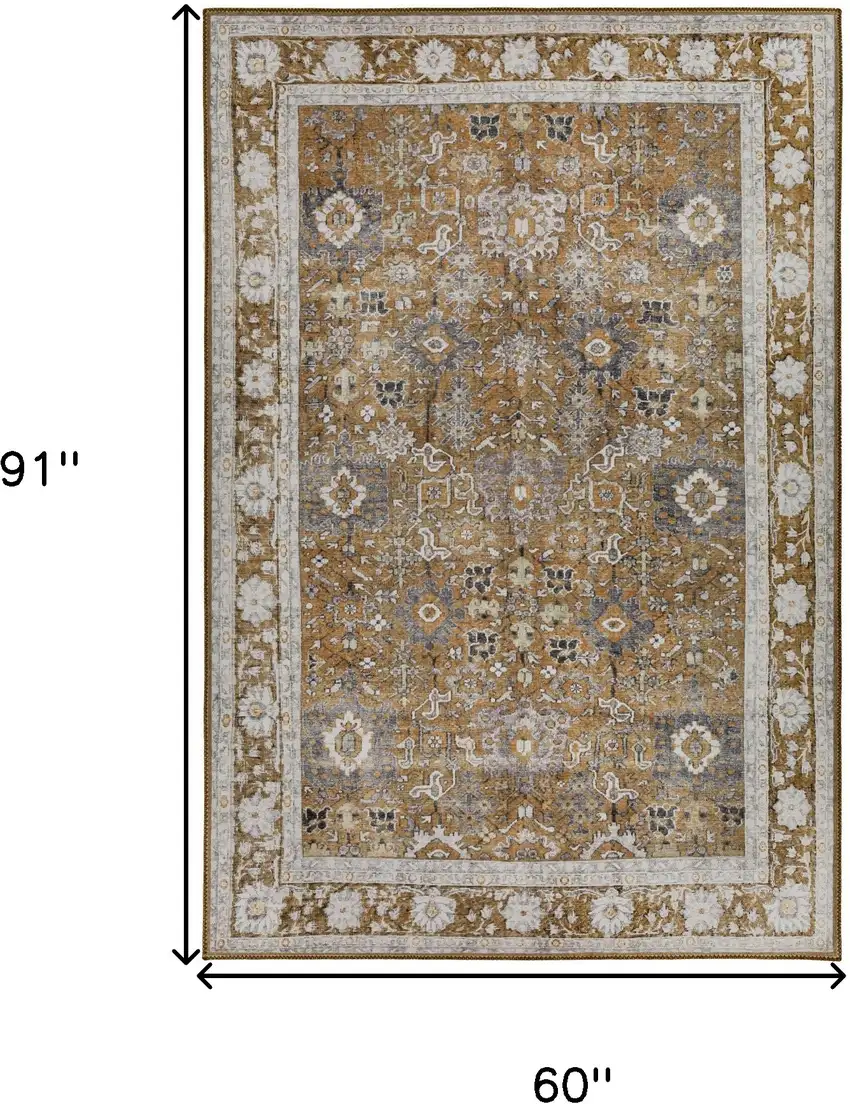 Brown Oriental Distressed Non Skid Area Rug Photo 9