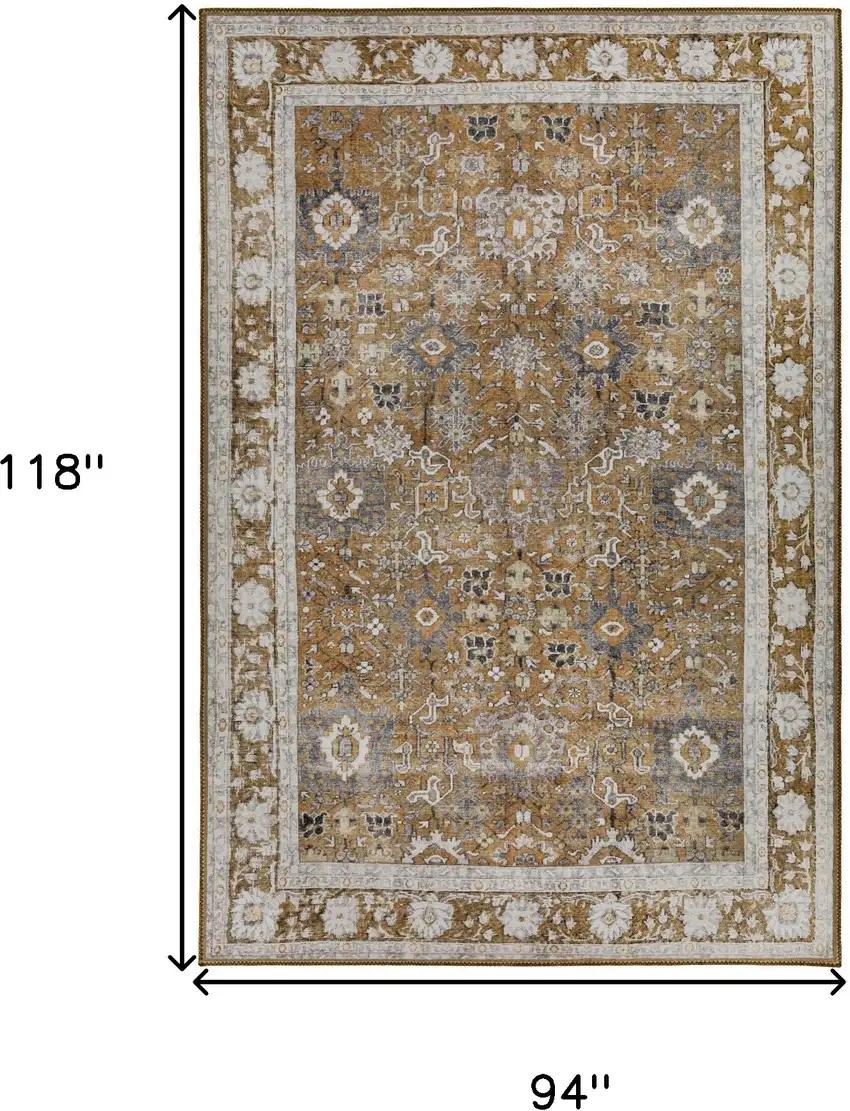 Brown Oriental Distressed Non Skid Area Rug Photo 9